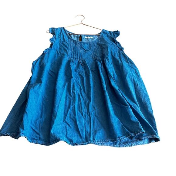 Maurices Denim Chambray Ruffle Sleeve Top - Size 2X - Picture 1 of 5